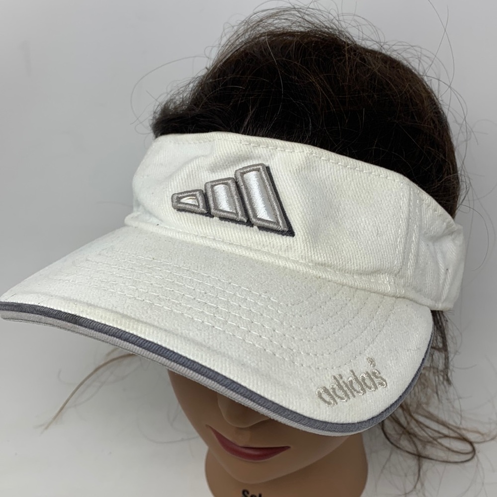 Adidas ClimaLite White Golf Tennis Sun Visor Hat Adjustable Embroidered Logo